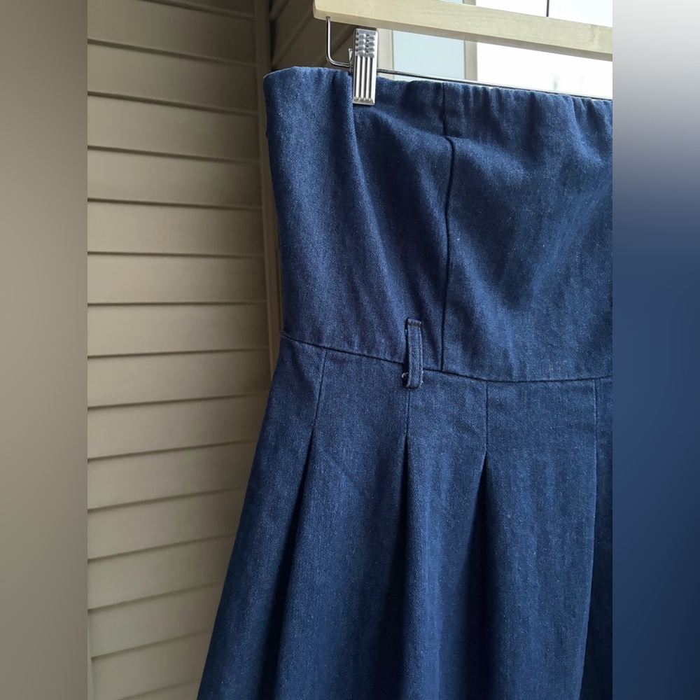 Seraphina Denim Maxi Dress Blue Top Elastic Waist Tube Casual Chic L $170 - Picture 7 of 12
